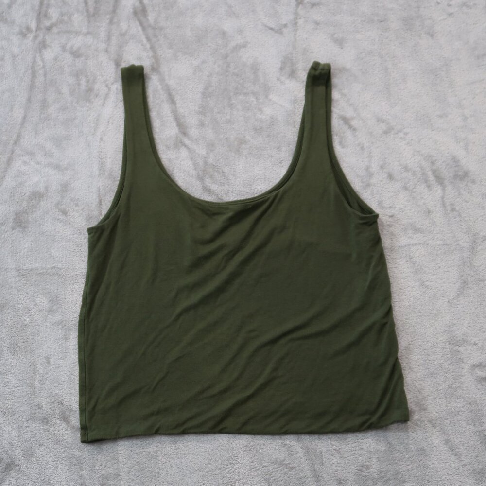 Pacsun Basics Tank Top Womens Cropped Spaghetti Strap Sleeveless Shirt Green L - Picture 5 of 14